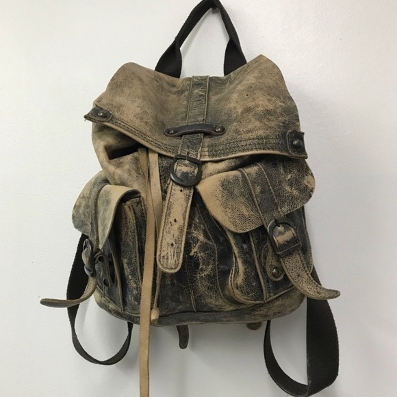 distressed leather backpack